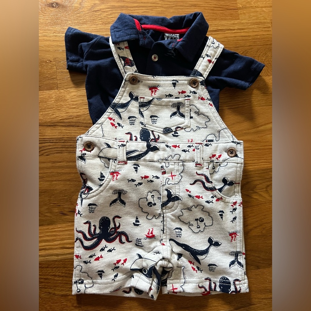 NWOT Kids Overalls with Nautical Print